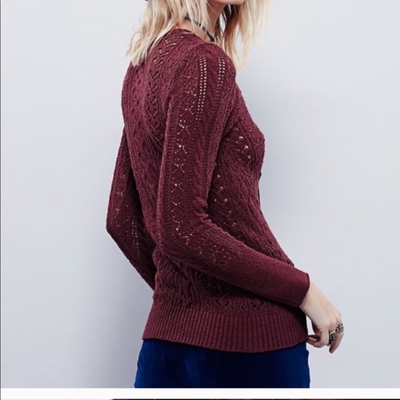 Free People Maroon Lace-Up Knitted Sweater - Picture 3 of 8